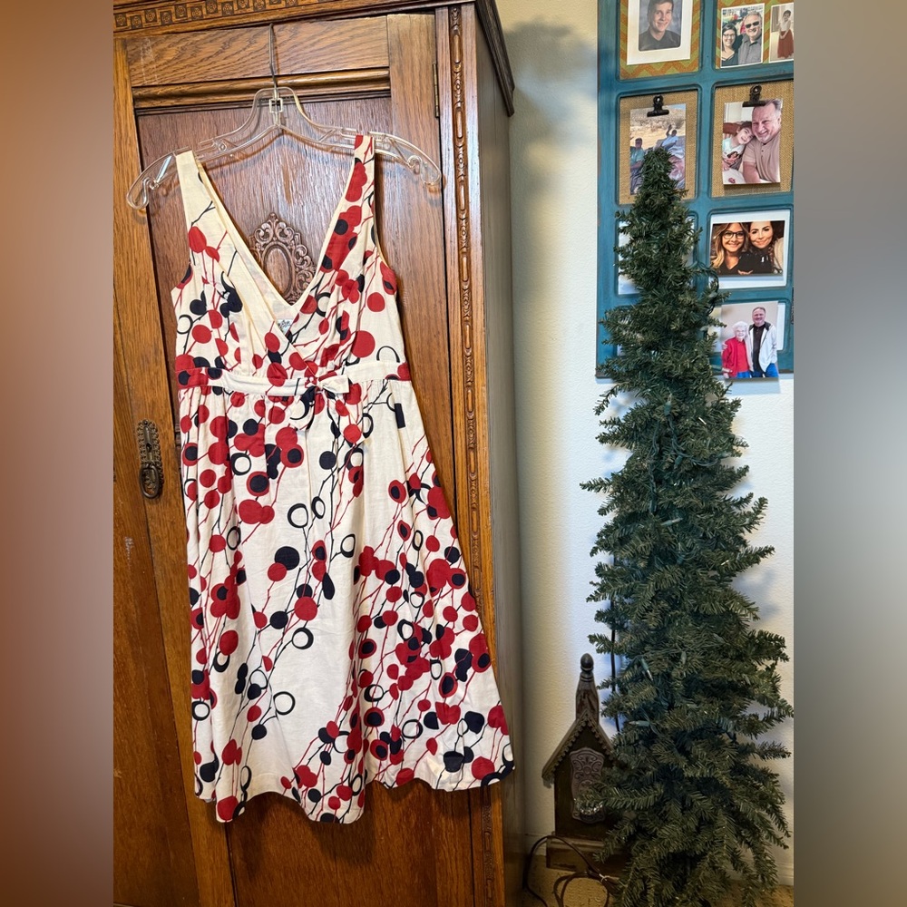 Tabitha Cream and Red Floral Midi Dress
